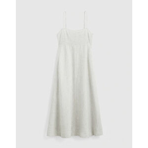 NWT Madewell Striped Empire-Waist Midi Dress 100% Linen Off white size L NV470